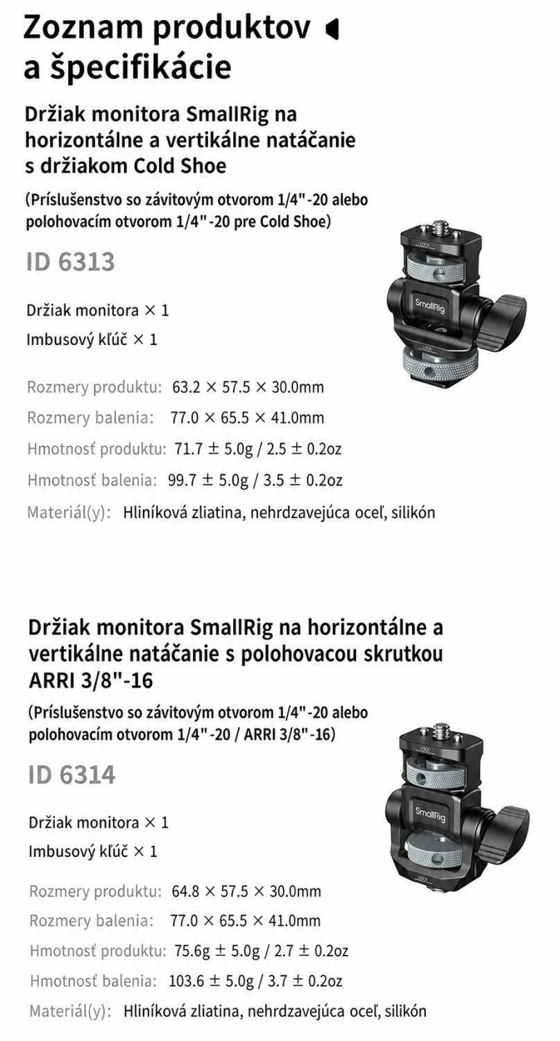 SmallRig L-shaped Monitor Support 6315 ? slovensk? infografika 9
