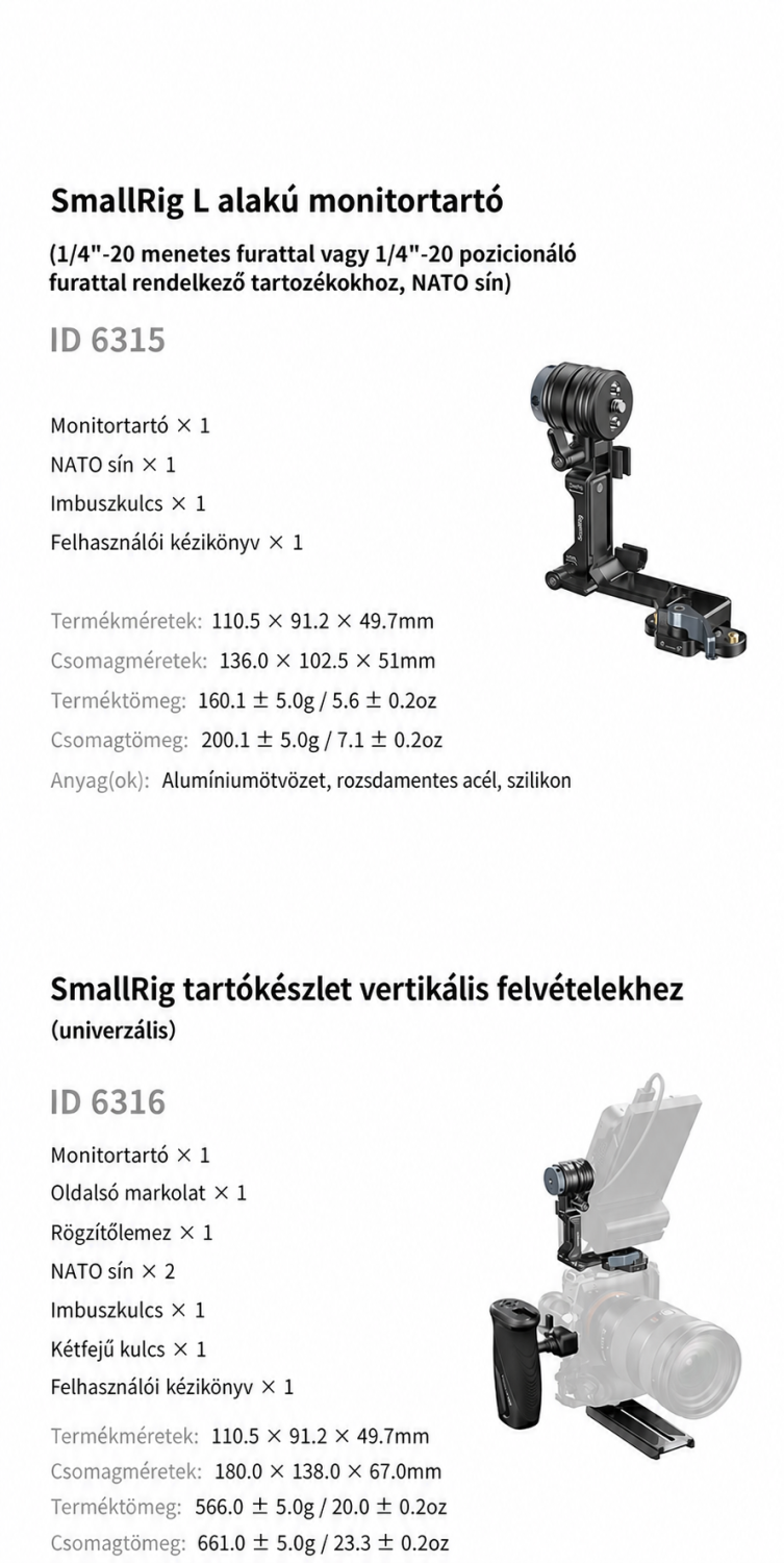 SmallRig L-shaped Monitor Support 6315 – magyar infografika 10