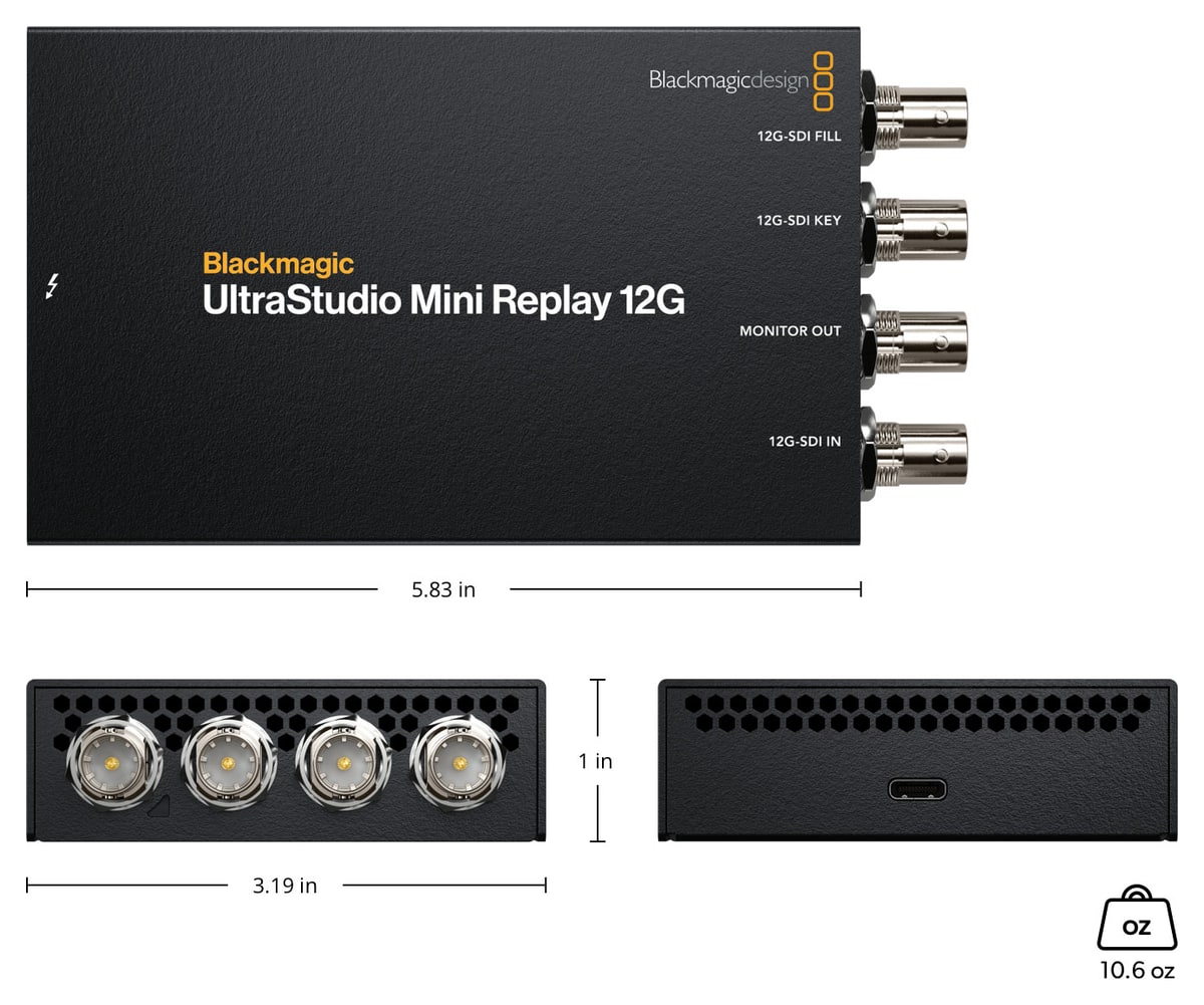 UltraStudio Mini Replay 12G – Rozměry a hmotnost
