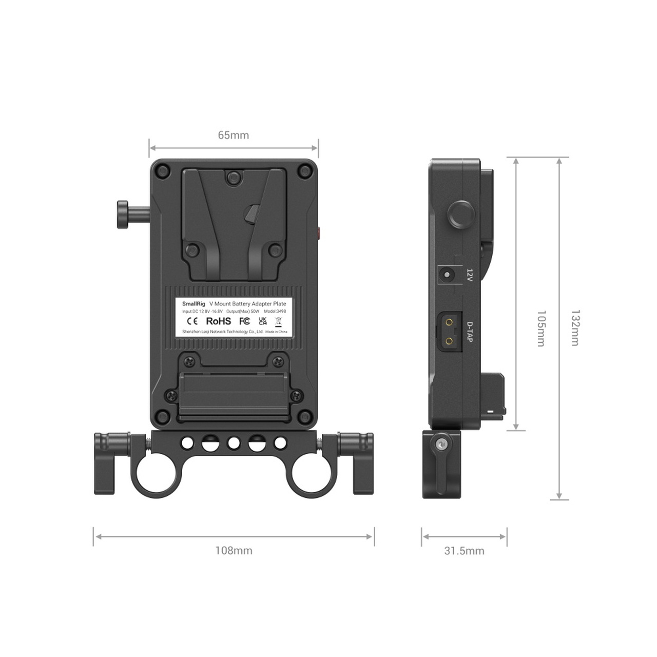 Napájecí porty desky SmallRig 3498B