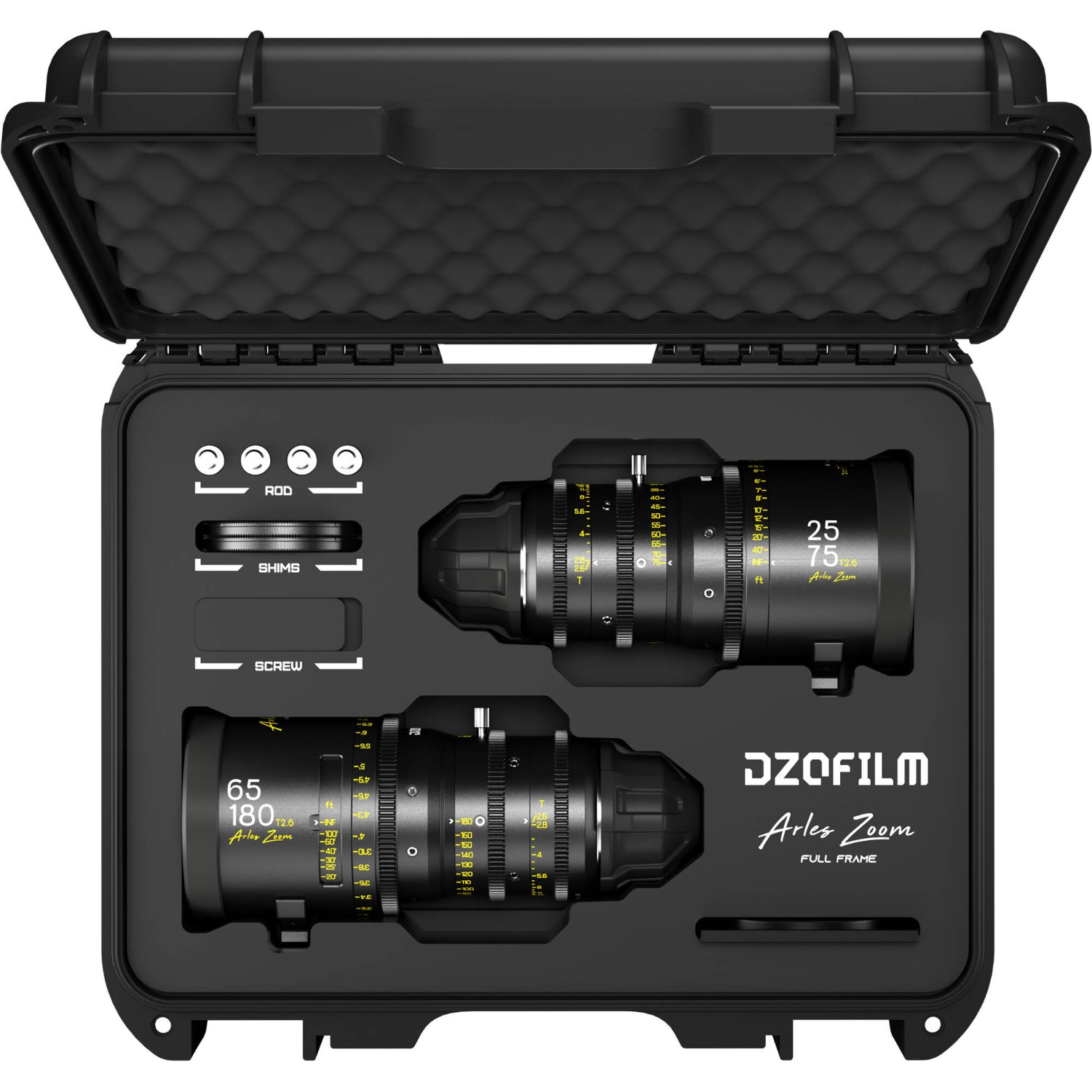 DZOFILM Arles Zoom Set 25-75mm + 65-180mm T2.6 PL mount Metric Black