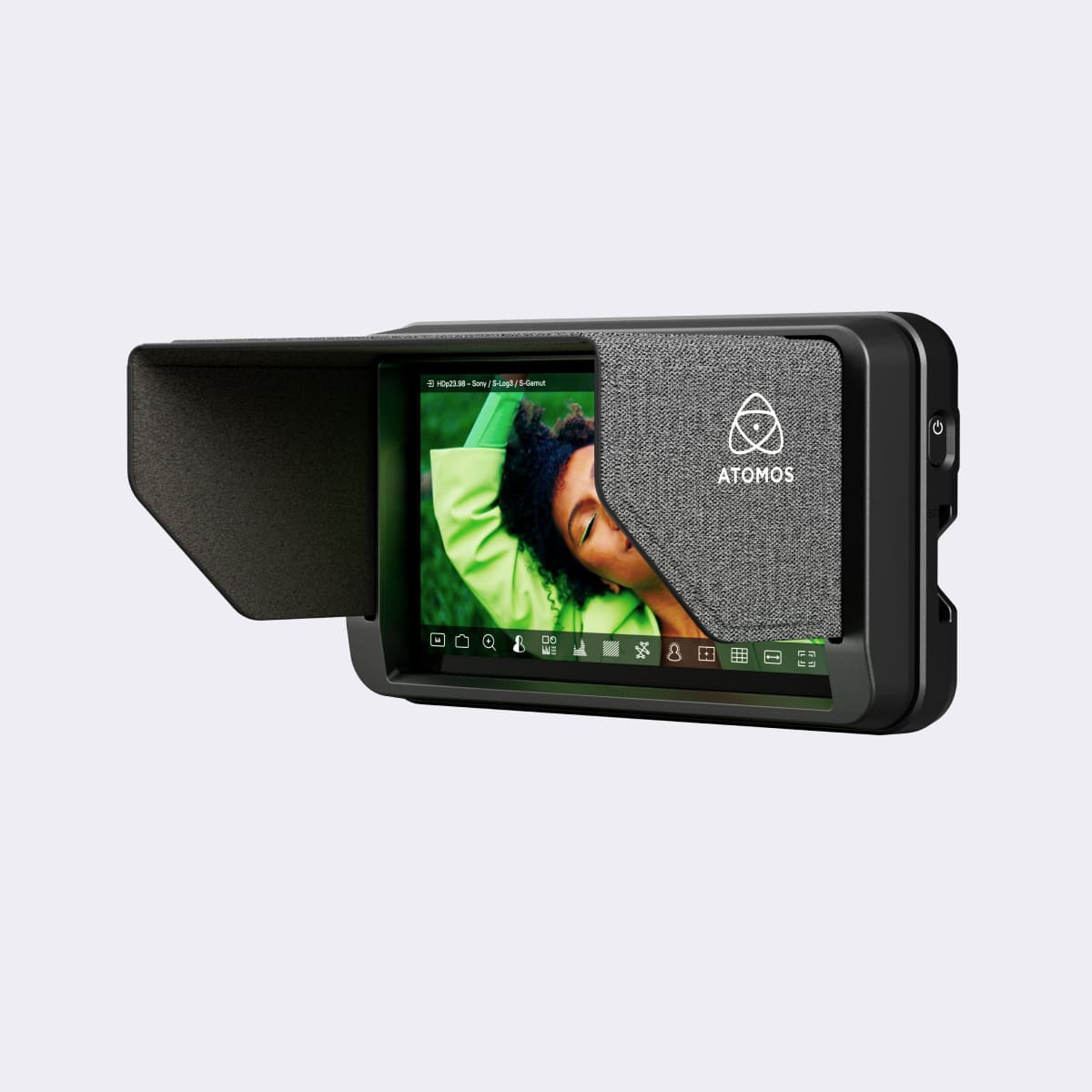 Sluneční clona Atomos nasazená na monitoru Shinobi II