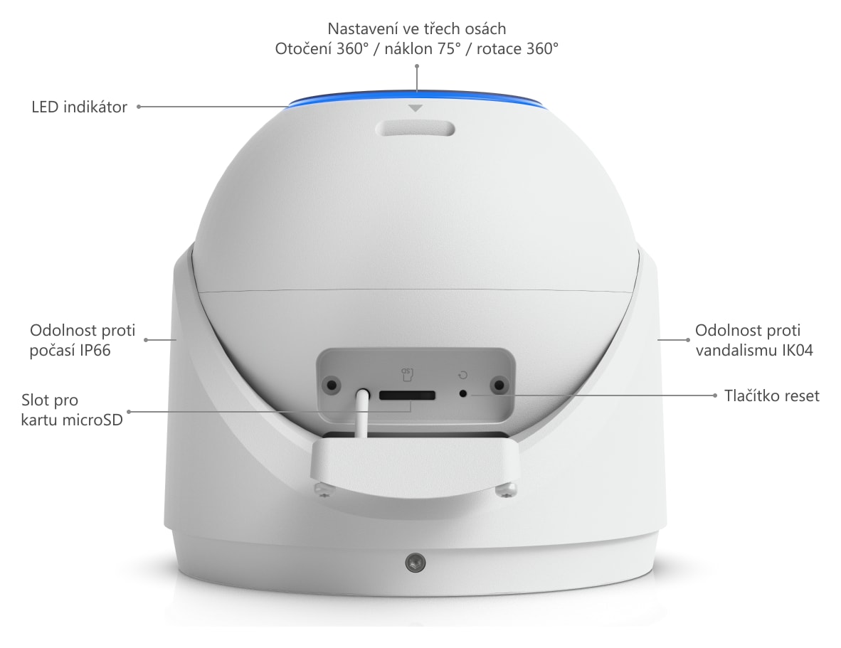 Ubiquiti UniFi Protect G6 Pro Turret, bílá – Popis kamery