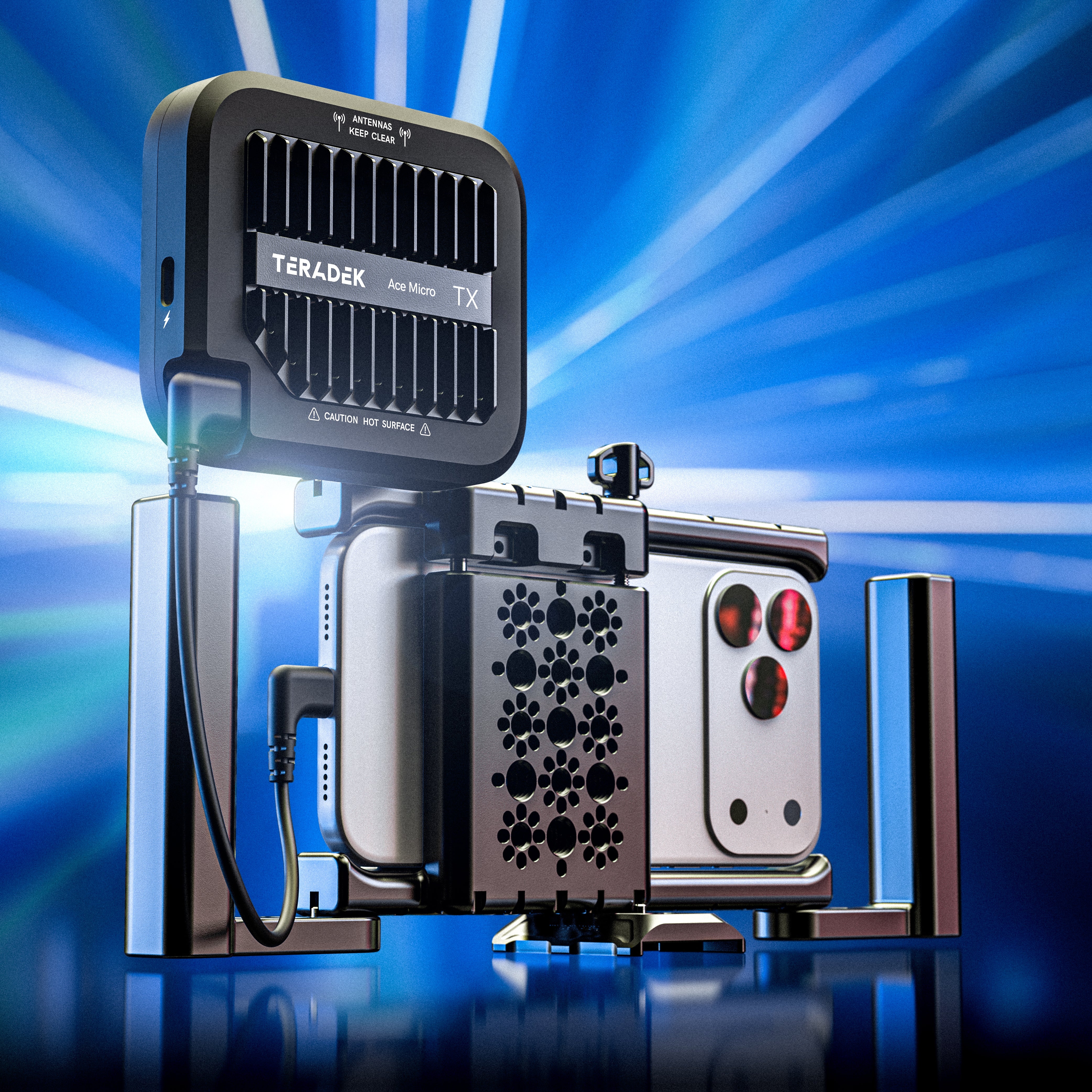 Teradek Ace Micro TX mounted on iPhone