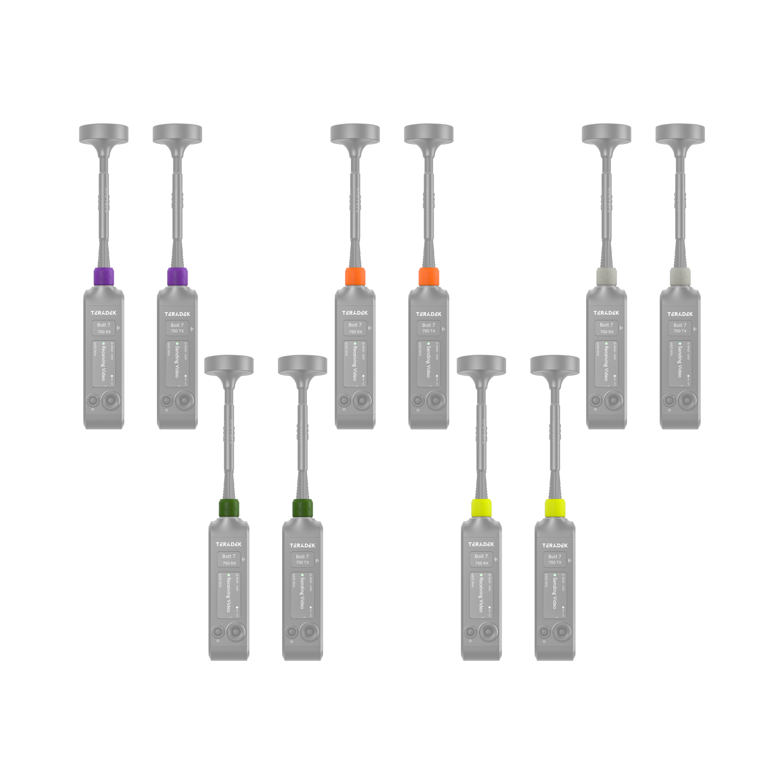 Kroužky Color Pack 2 nasazené na zařízeních Teradek Bolt 7