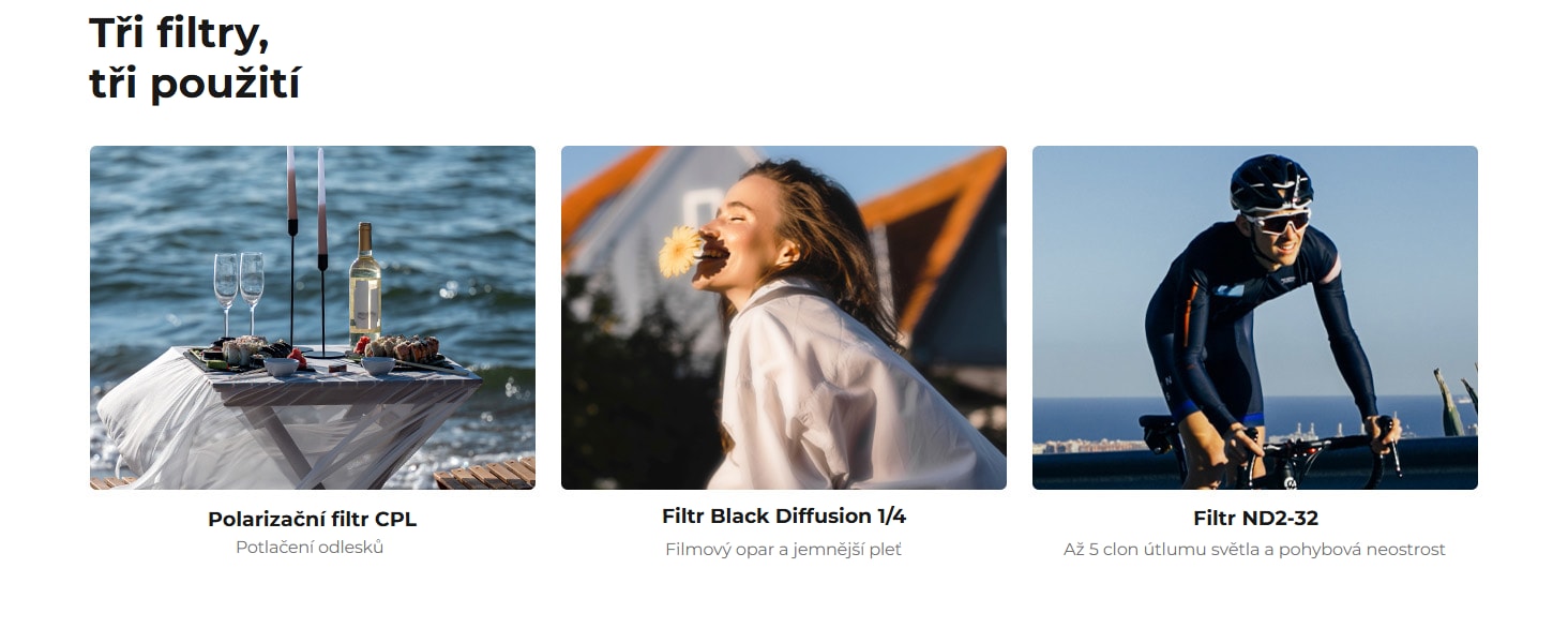 K&F Concept sada magnetických filtrů CPL + Black Diffusion 1/4 + ND2-32 pro Insta360 Luna Ultra