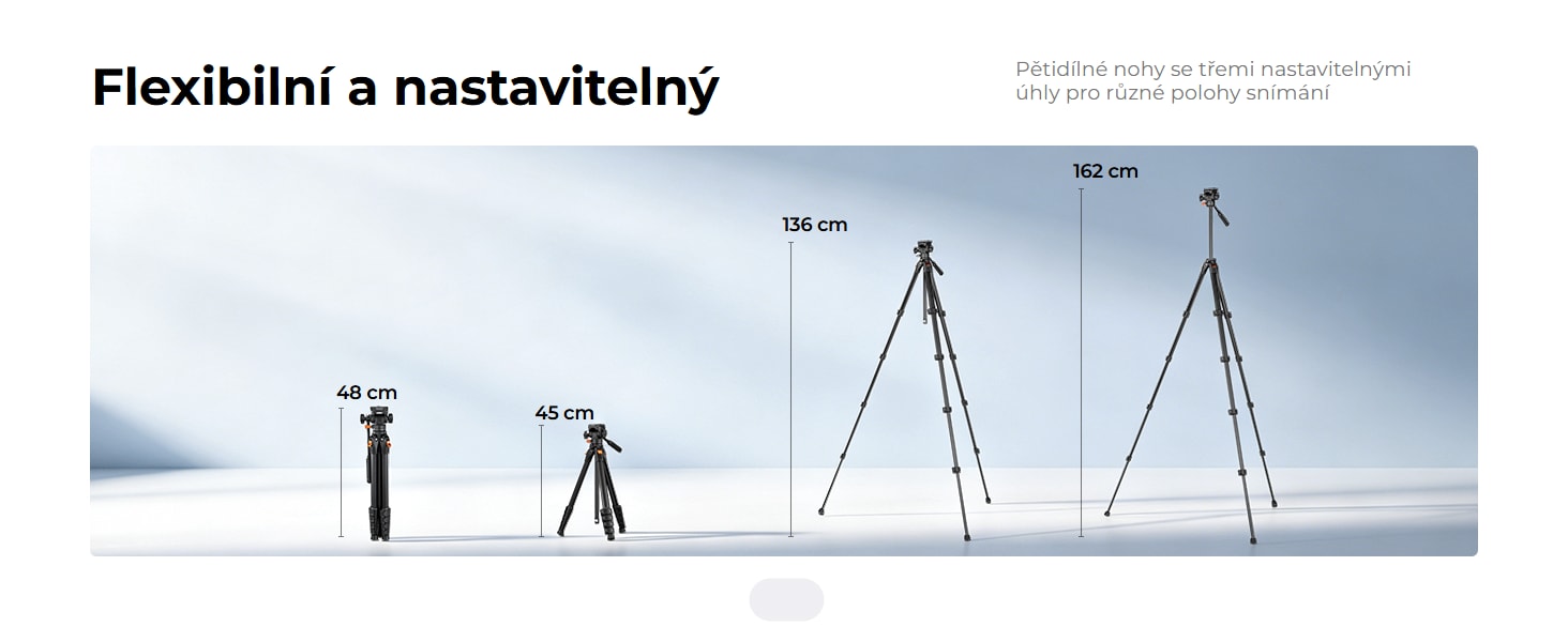 K&F Concept A305A1+FH-04 – hliníkový videostativ 162 cm s fluidní hlavou