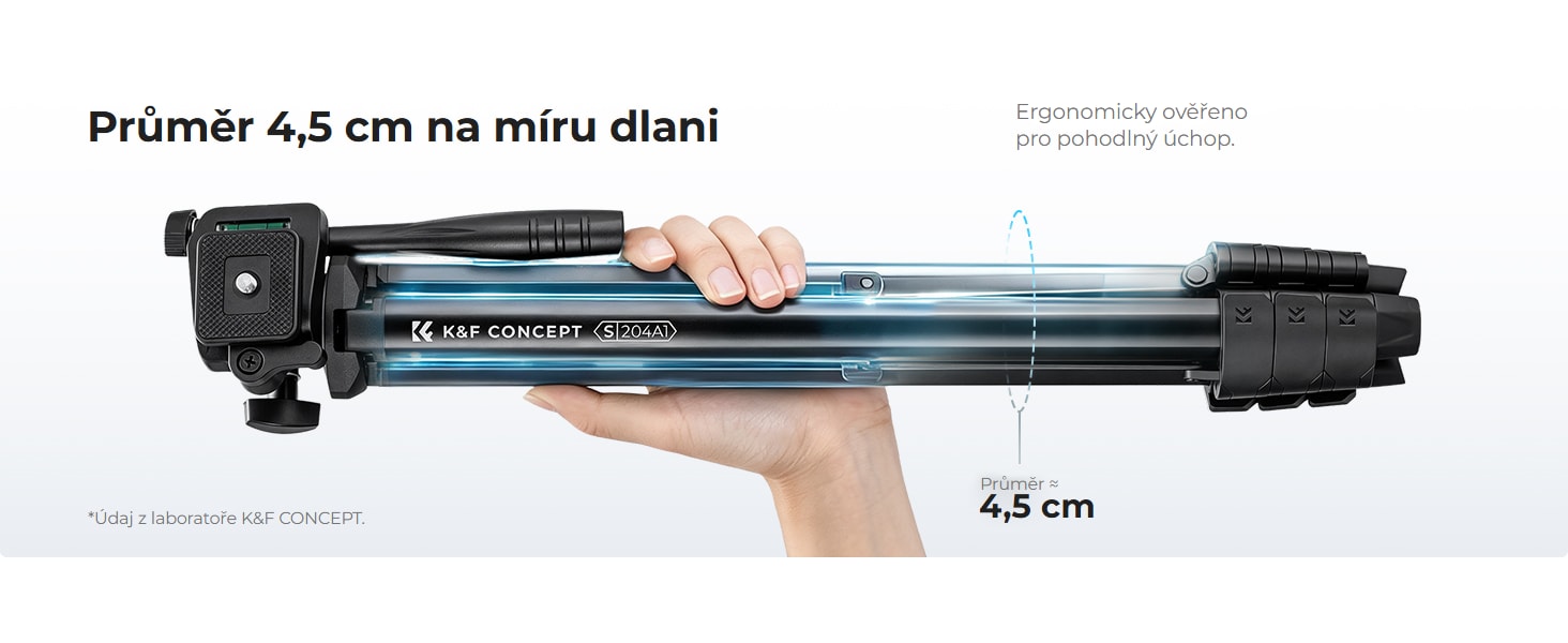 K&F Concept S204A1 – hliníkový cestovní stativ 147 cm s 3cestnou hlavou