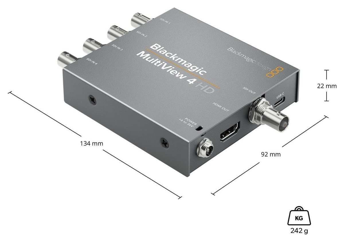 Blackmagic MultiView 4 HD – Rozměry a hmotnost