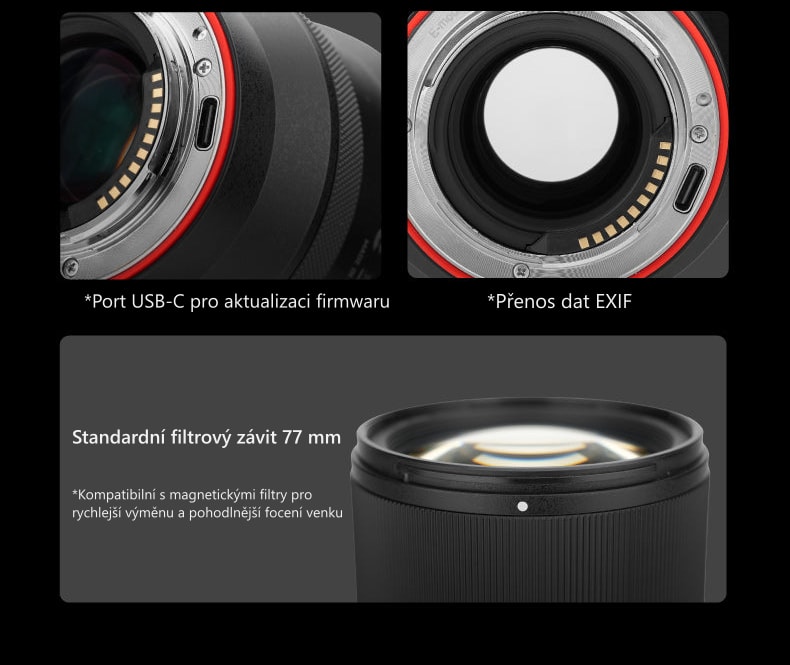 Meike 85mm F1.4 STM MIX II FE – Port USB-C, EXIF a filtrový závit 77 mm