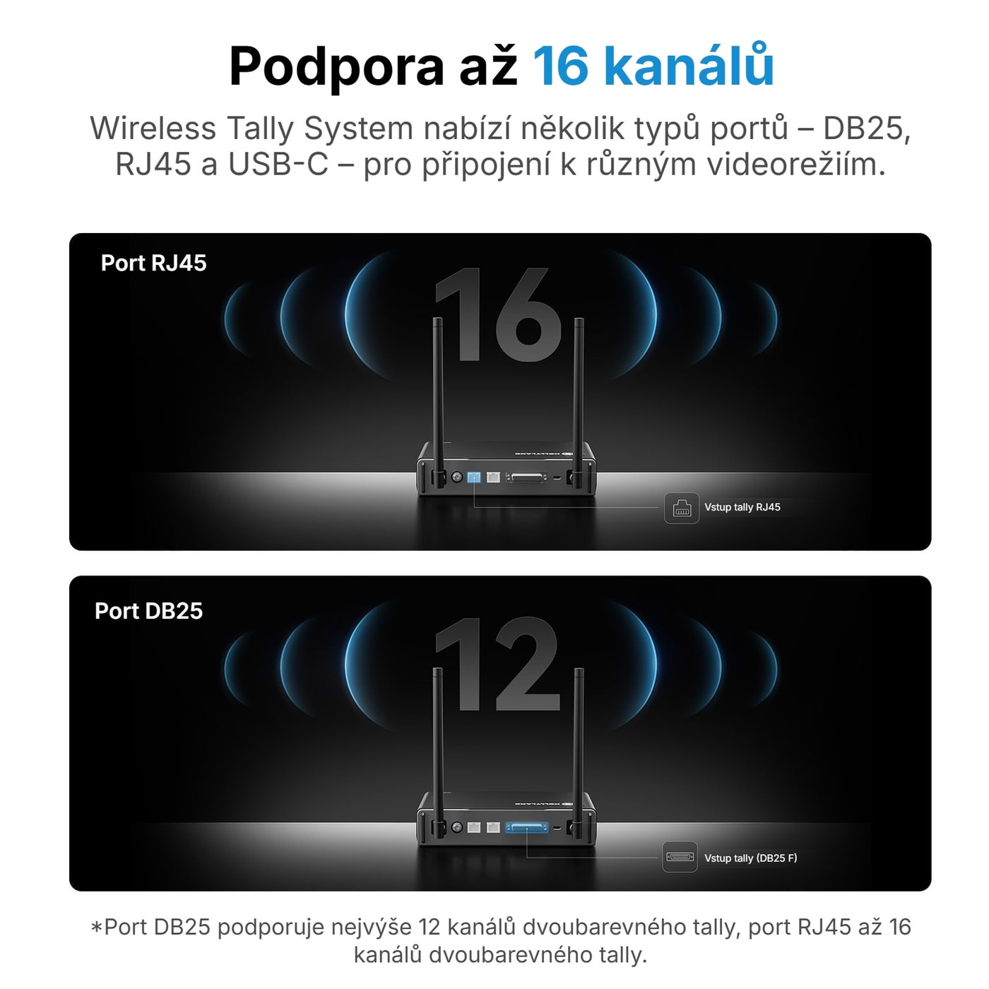 Hollyland HL-TCB01 tally kabel DB25 samec – DB25 samec – Až 12 kanálů přes DB25