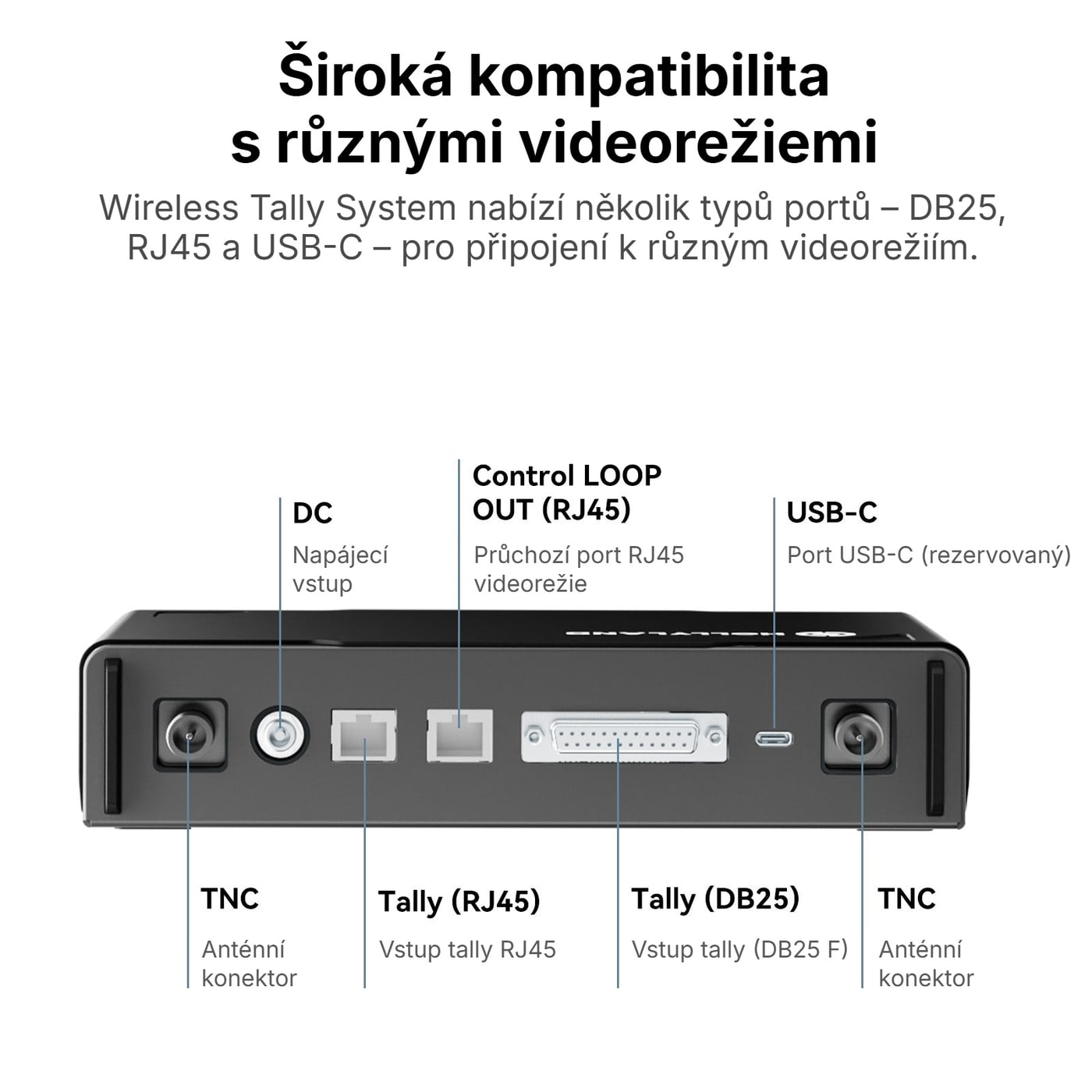 Hollyland HL-TCB01 tally kabel DB25 samec – DB25 samec – Vstup Tally (DB25) na tally stanici