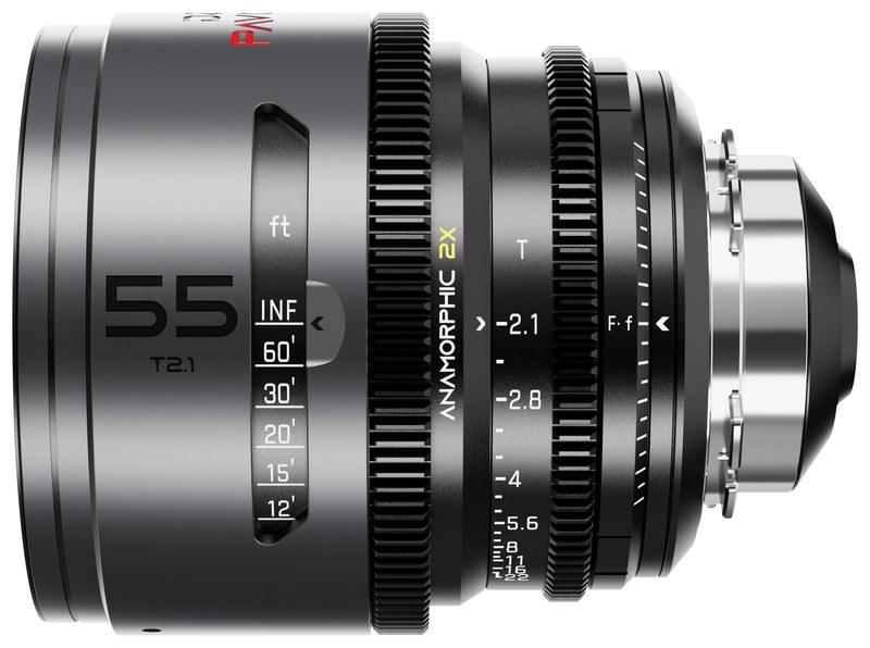 DZOFILM Pavo 55 mm T2,1 anamorfní 2× – Neutral, PL/EF, stopová stupnice