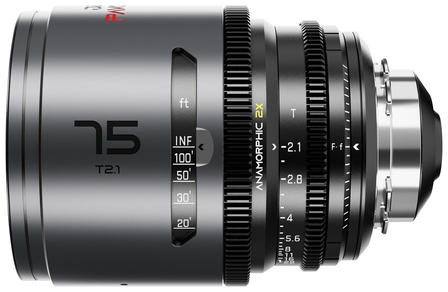 DZOFILM Pavo sada 28/40/75 mm anamorfní 2× – Neutral, PL/EF, stopová stupnice – Pavo 75 mm T2,1