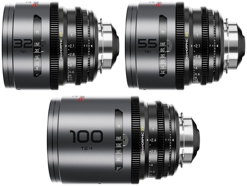 DZOFILM Pavo sada 32/55/100 mm anamorfní 2× – Neutral, PL/EF, stopová stupnice