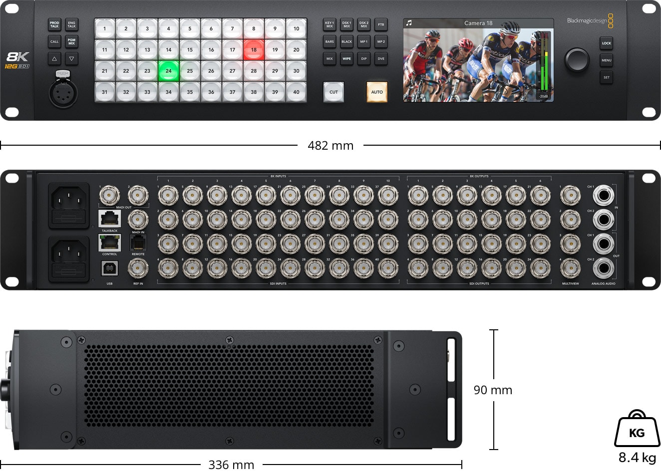 ATEM Constellation 8K – Rozměry a hmotnost
