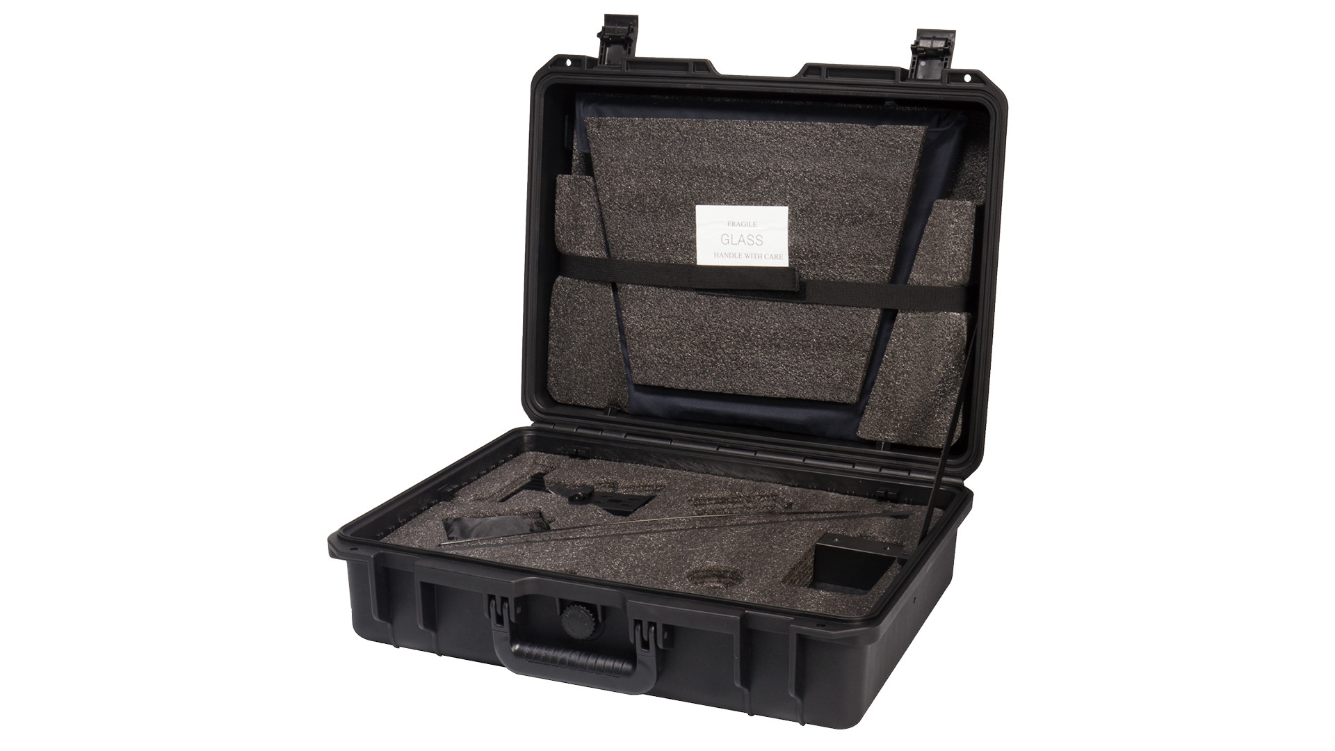 Součásti teleprompteru TP-600 uložené v přepravním kufru HC-600