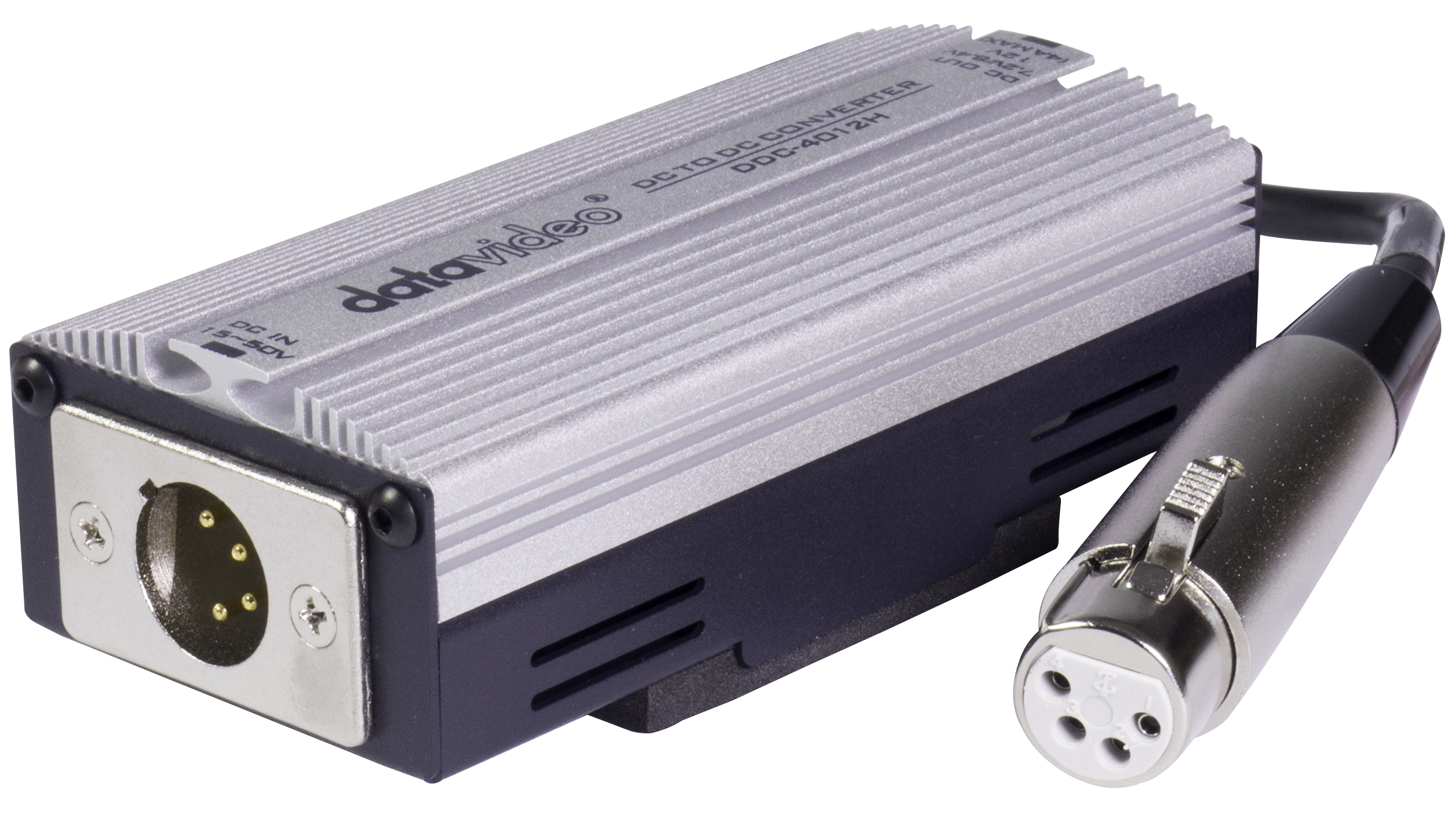 Radový menič napätia Datavideo DDC-4012H s káblovým vstupom a výstupmi