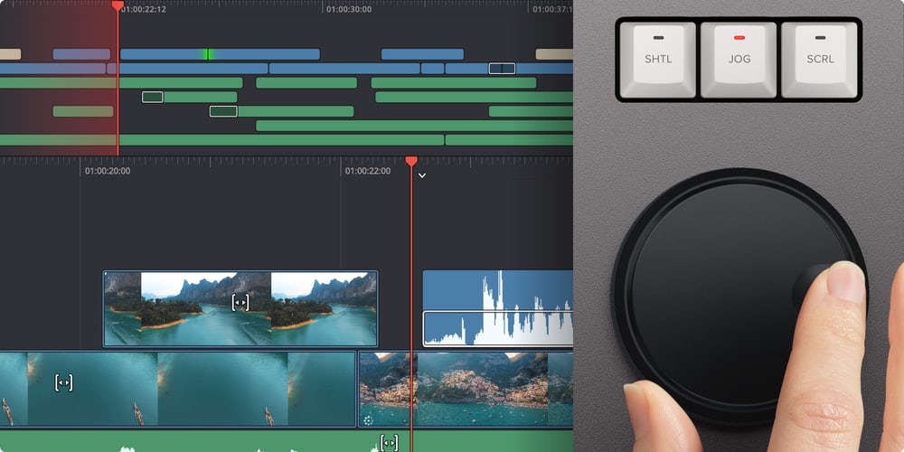 DaVinci Resolve Editor Keyboard – Vyhledávací kolečko s elektronickou spojkou