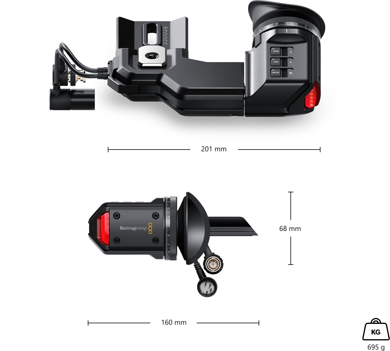 Blackmagic Design URSA Viewfinder – Rozměry a hmotnost