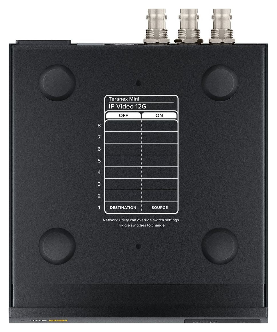Teranex Mini IP Video 12G – Nastavení minipřepínači, softwarem i panelem