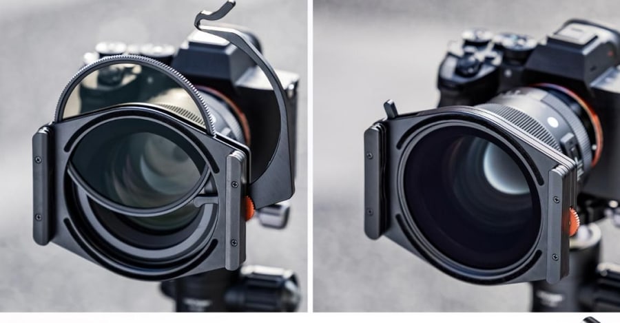 K&F Concept držák hranatých filtrů X-PRO s vestavěným polarizačním filtrem CPL 95 mm a 4 redukčními kroužky