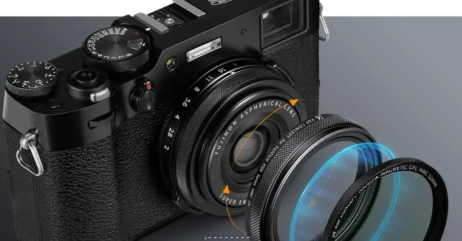 K&F Concept sada UV filtru, sluneční clony a krytky pro Fujifilm X100, černá