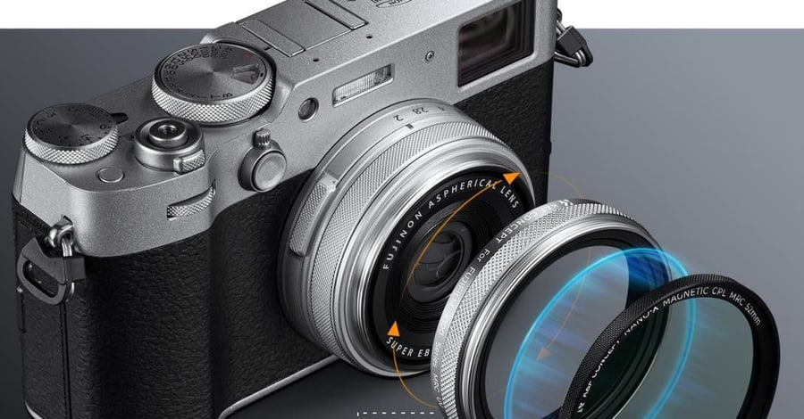 K&F Concept sada UV filtru, sluneční clony a krytky pro Fujifilm X100, stříbrná