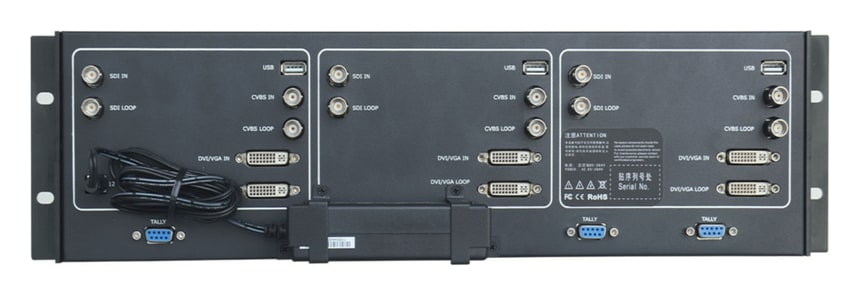 Vstupy 3G-SDI, DVI a CVBS s průchozími výstupy