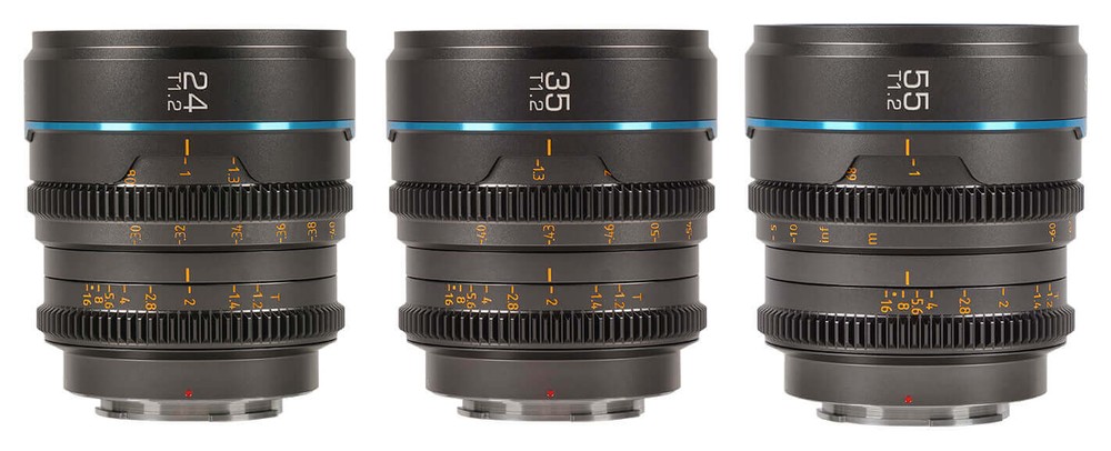 Sirui Nightwalker 24 mm T1,2 S35 manuální cine objektiv (Fujifilm X, kovově šedý) – Jednotná sada