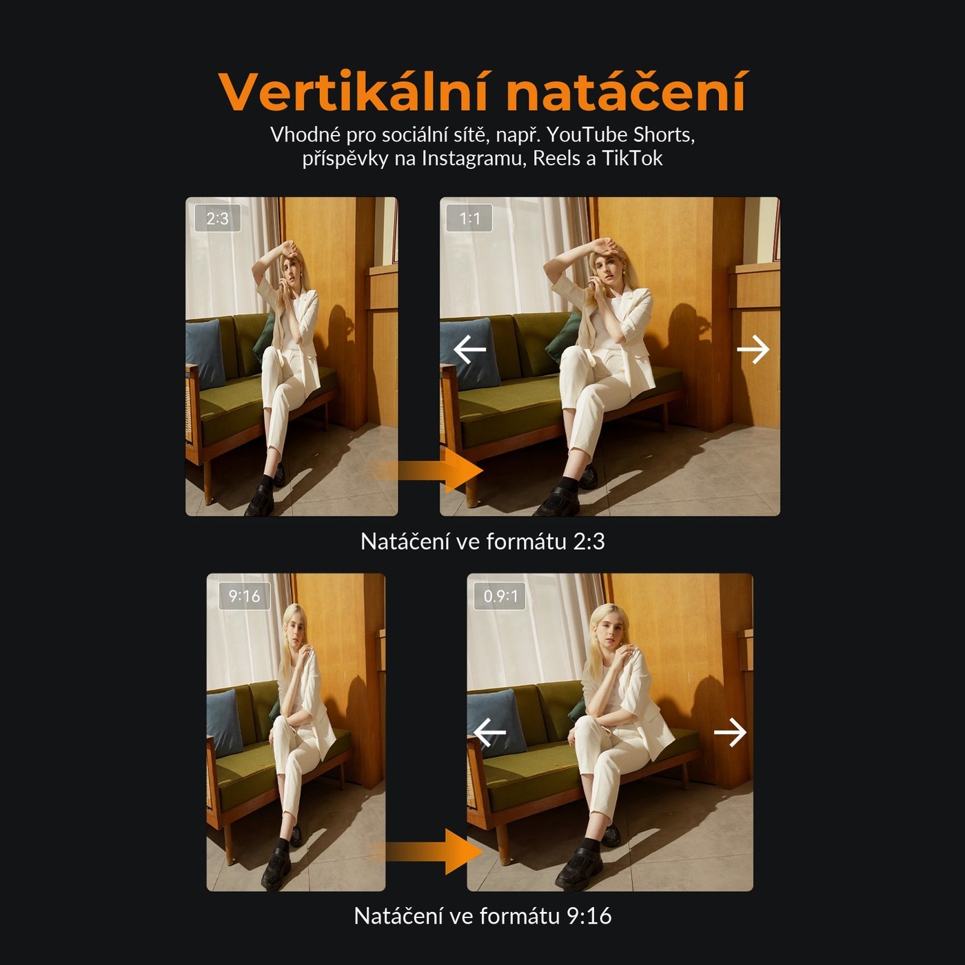 Sirui Saturn V2 50 mm T2,9 1,6× FF anamorfní objektiv (Sony E) – Anamorfní vzhled i na výšku