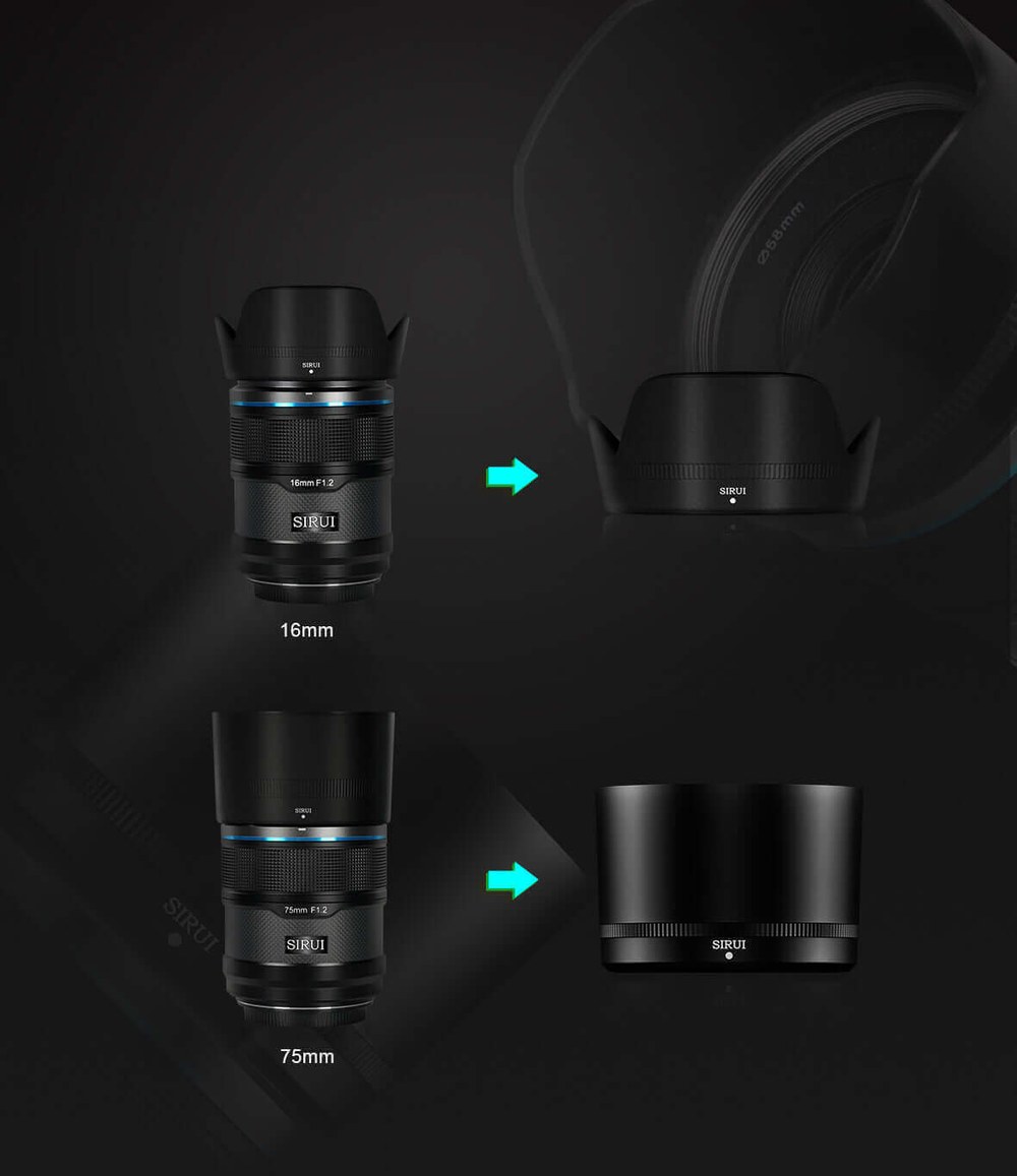 Sirui Sniper 75mm F1,2 APS-C AF objektiv, Sony E, černý – Černé provedení: povrch z uhlíkových vláken