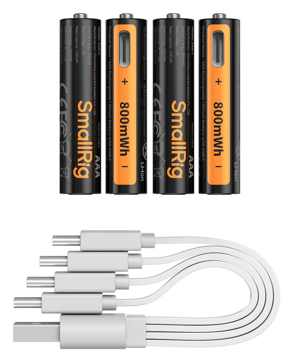 Nabíjecí baterie AAA s USB-C, sada 4 kusů
