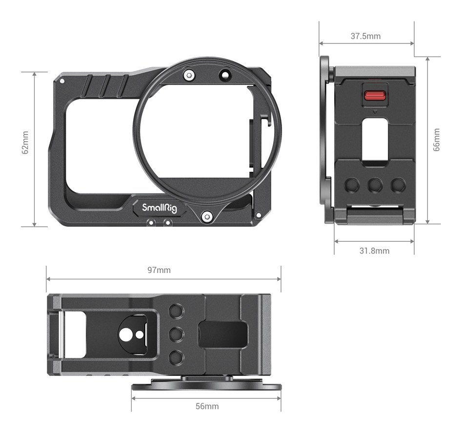 VLOGGING CAGE AND 52MM FILTER ADAPTER FOR INSTA360 ONE R 4K EDITION
