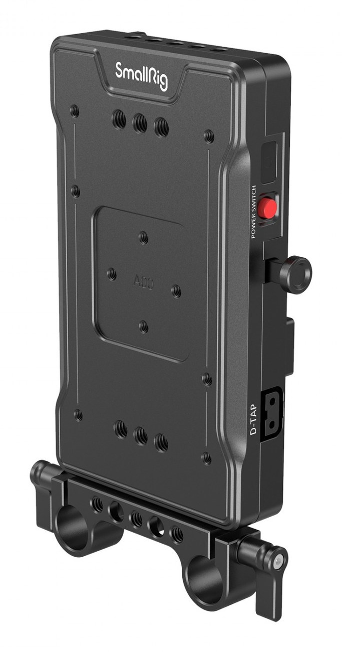 V Mount Battery Adapter Plate with Dual 15mm Rod Clamp