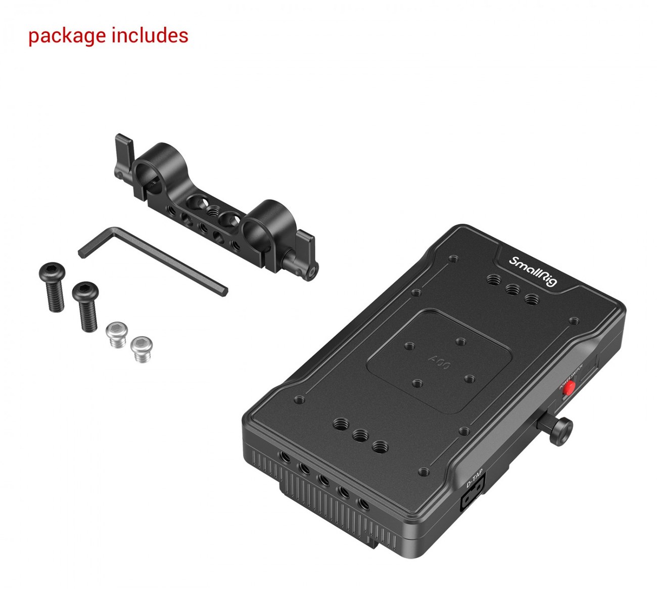 V Mount Battery Adapter Plate with Dual 15mm Rod Clamp
