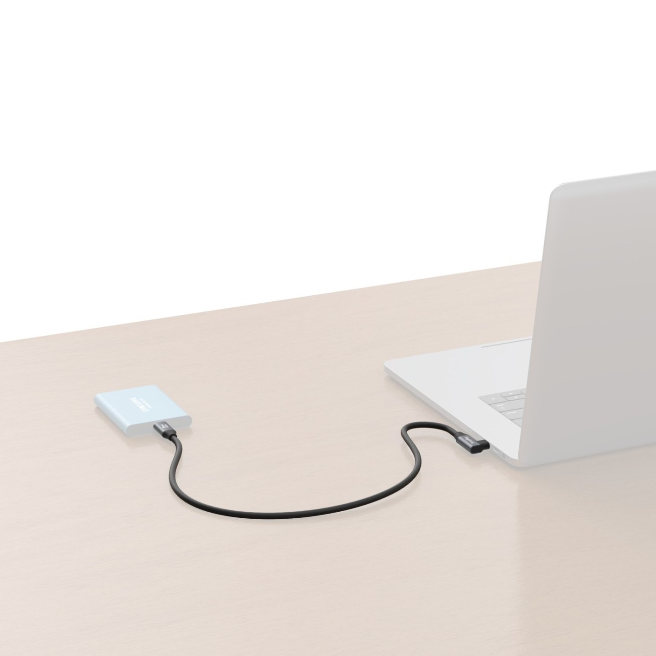 USB-C (Straight) to USB-C (Angled) Data Cable (35cm / 13.8in)