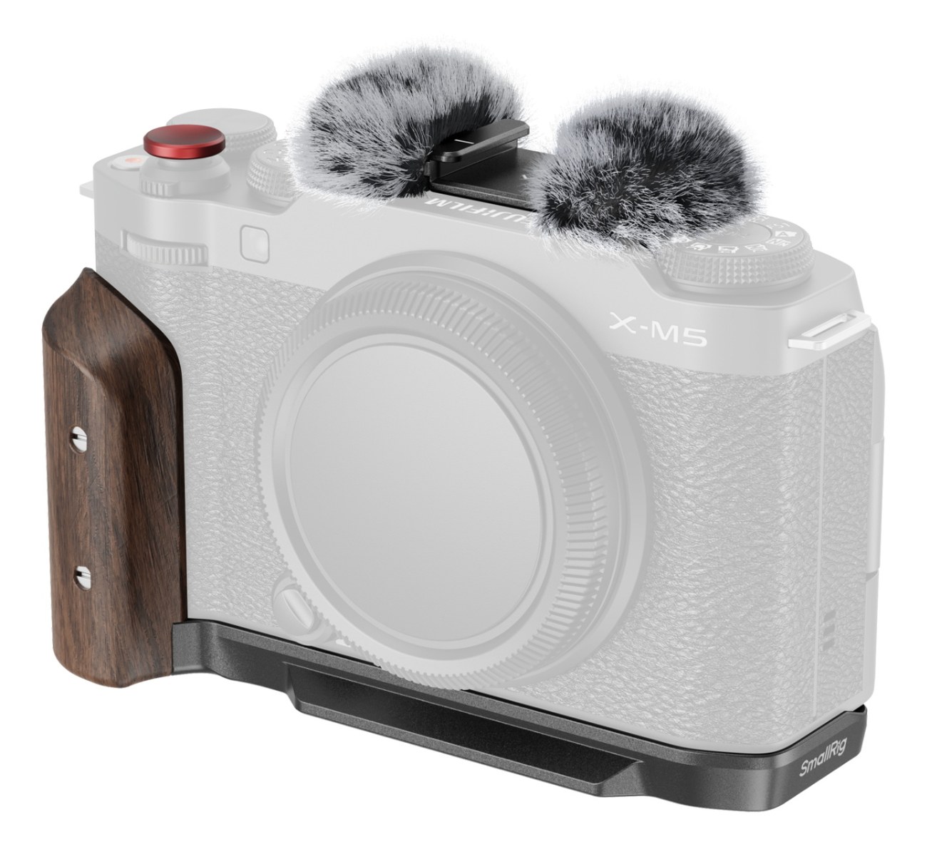 L-Shape Mount Plate with Wooden Handle for FUJIFILM X-M5 (Black)