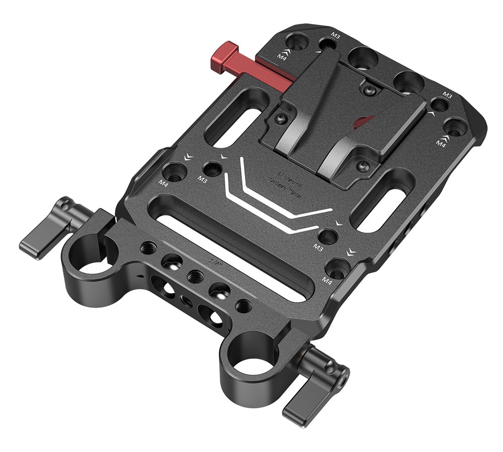 V Mount Battery Plate with Dual 15mm Rod Clamp