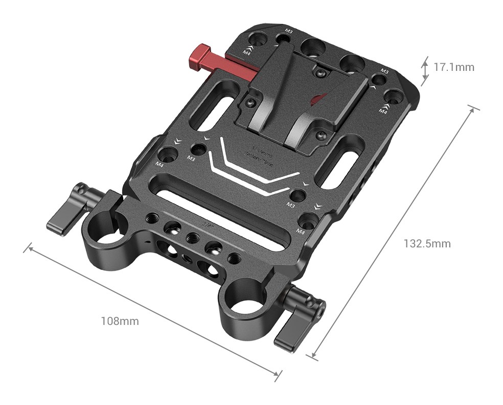 V Mount Battery Plate with Dual 15mm Rod Clamp