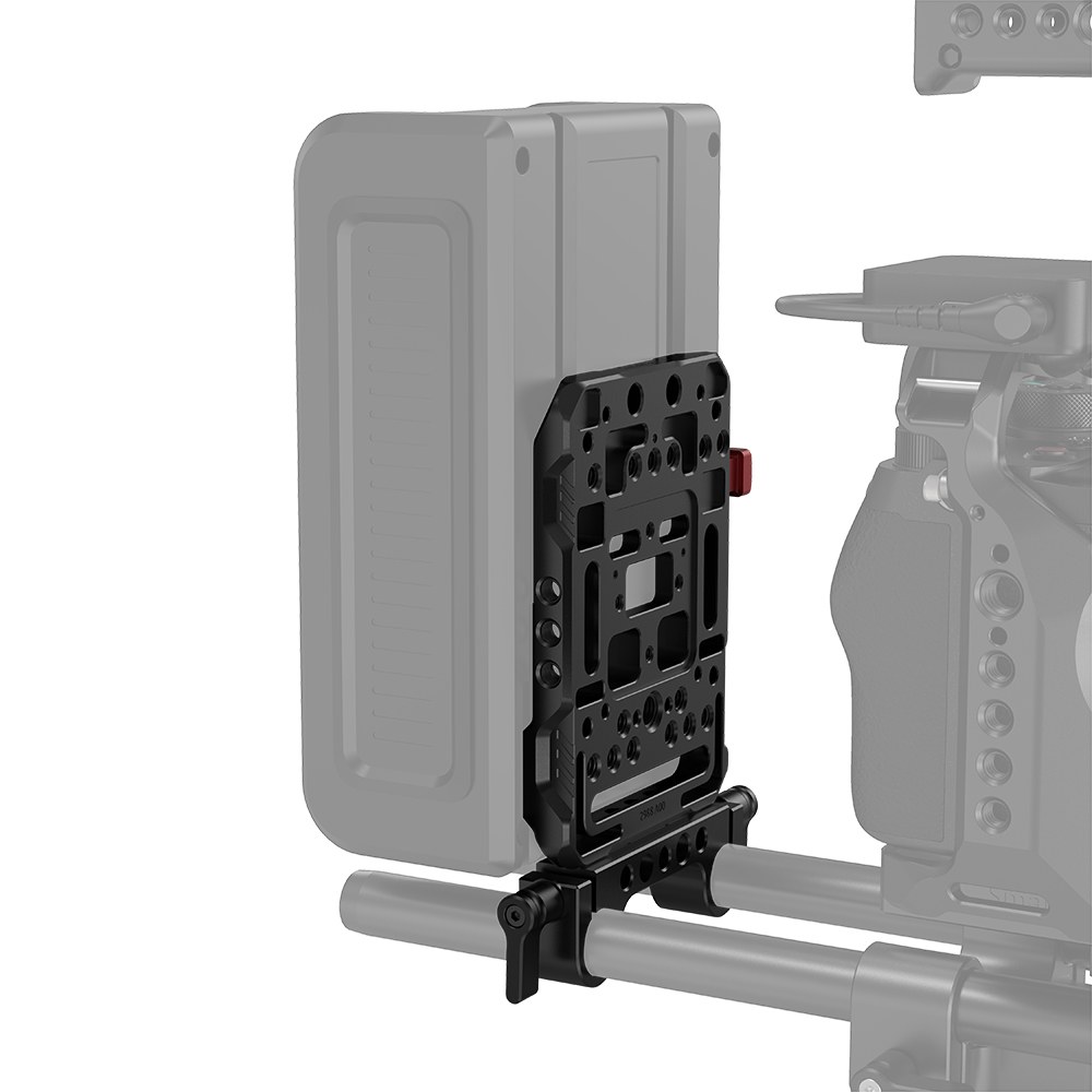 V Mount Battery Plate with Dual 15mm Rod Clamp