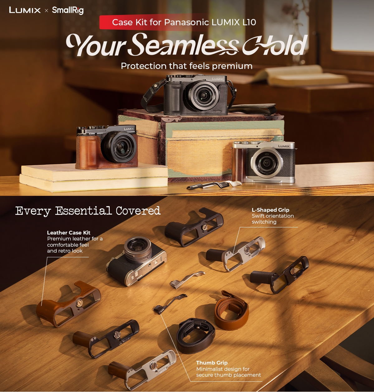 SmallRig case kit and grips for Panasonic LUMIX L10 – infographic 1