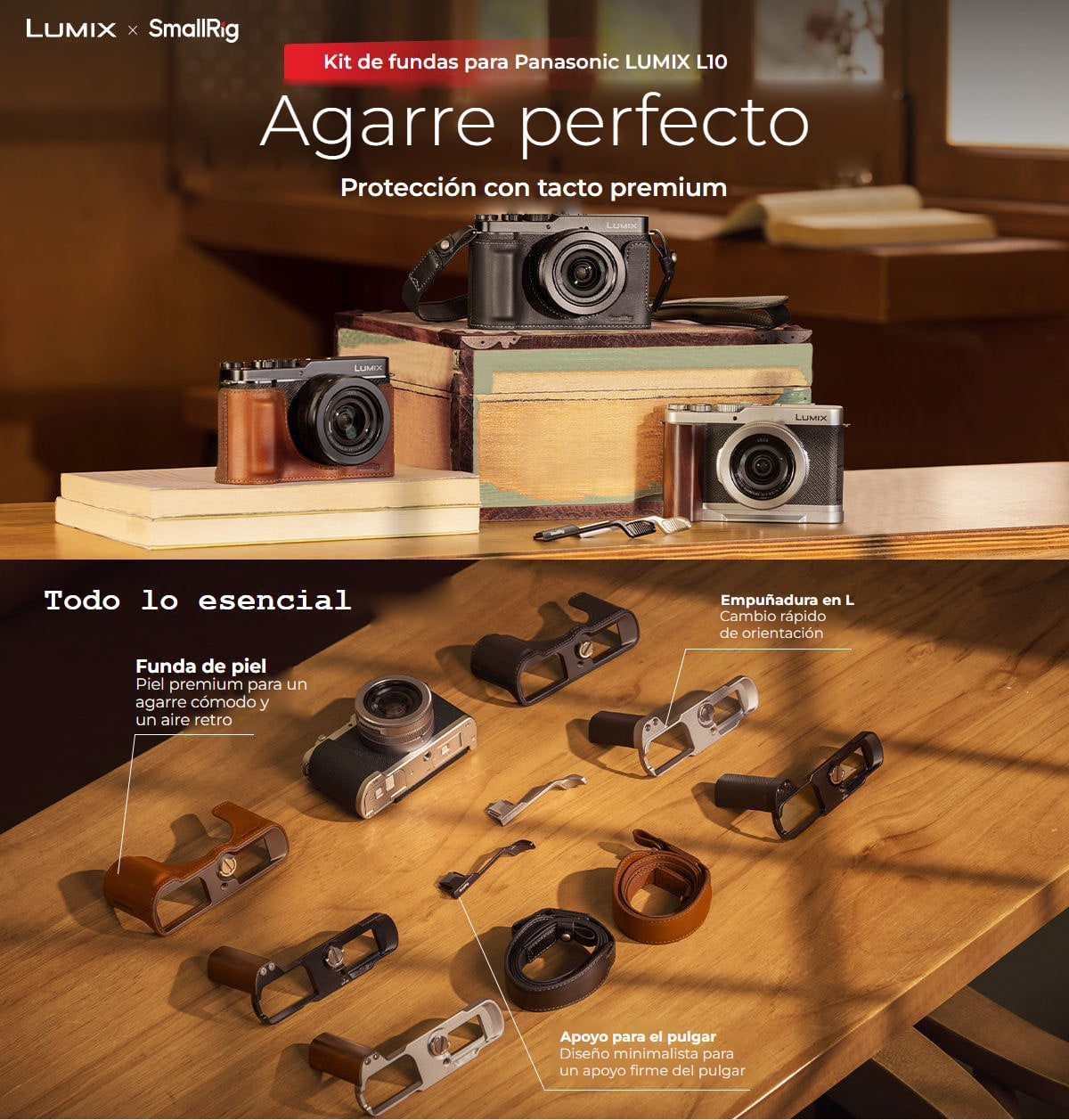 SmallRig funda y empuñaduras para Panasonic LUMIX L10 – infografía 1