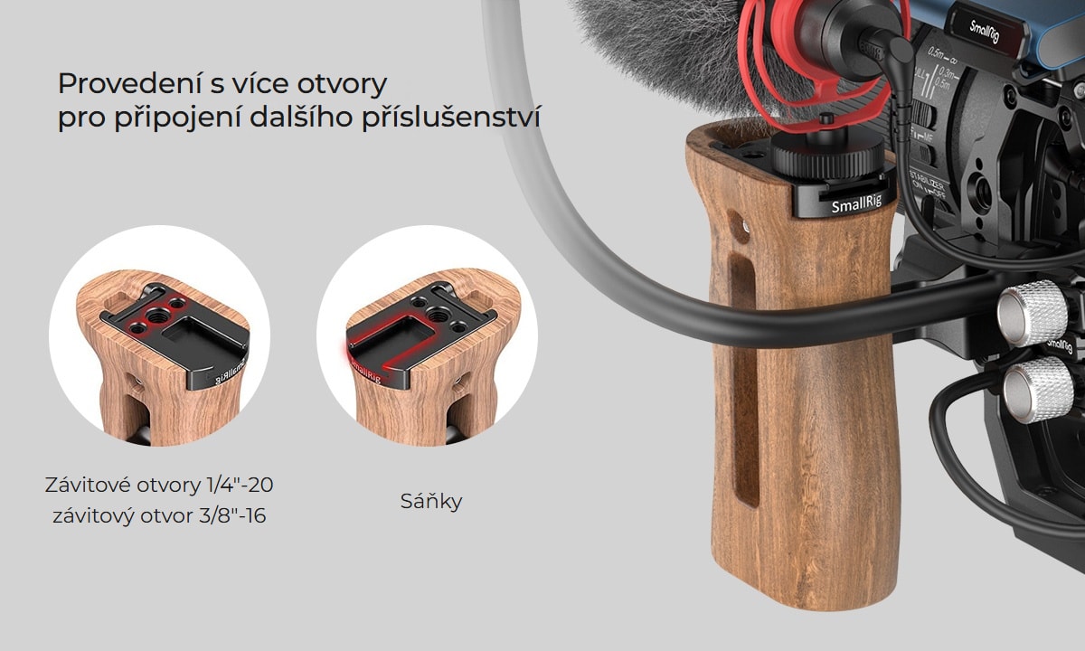 SmallRig Wooden Side Handle with NATO Clamp 2187C