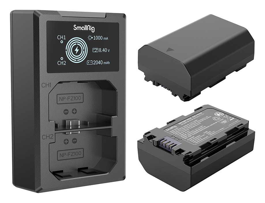 SmallRig NP-FZ100 Camera Battery and Charger Kit 3824B – Dvě baterie a duální nabíječka