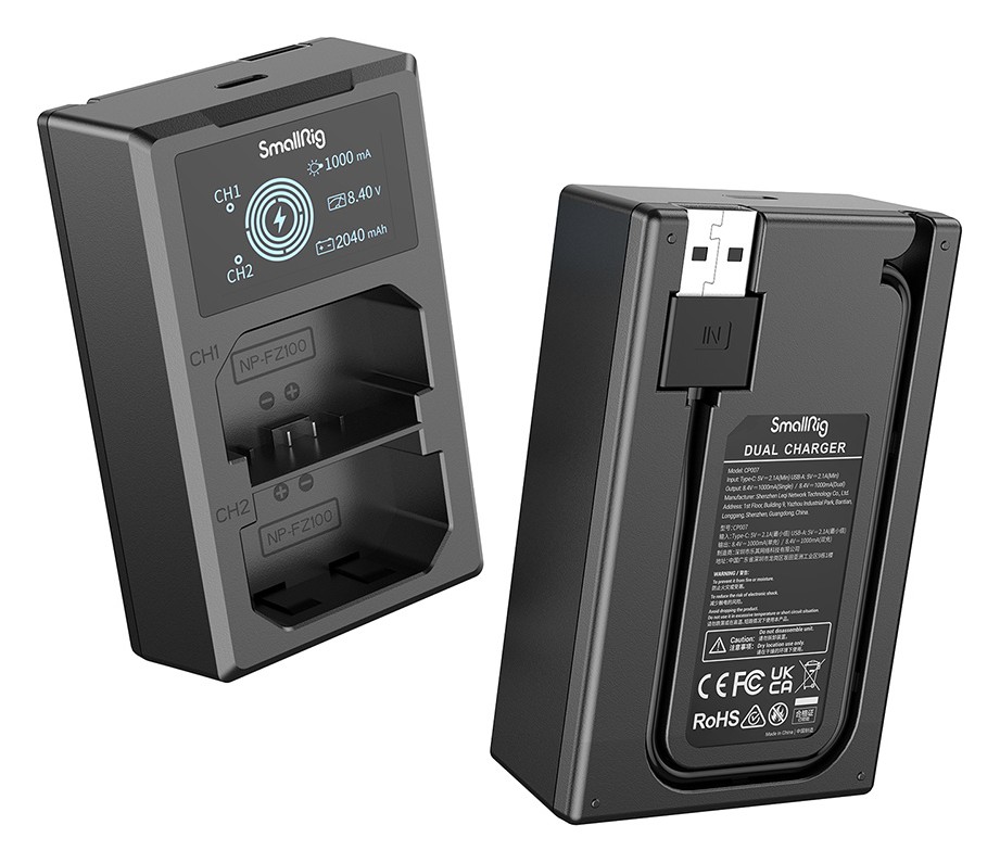 SmallRig NP-FZ100 Camera Battery and Charger Kit 3824B – Vestavěný kabel USB-A
