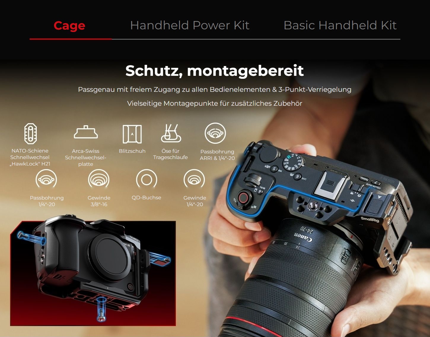SmallRig Cage und Kits für Canon EOS R6 V – Infografik 3
