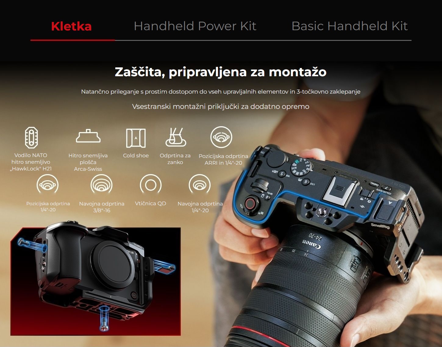 SmallRig kletka in kompleti za Canon EOS R6 V – infografika 3