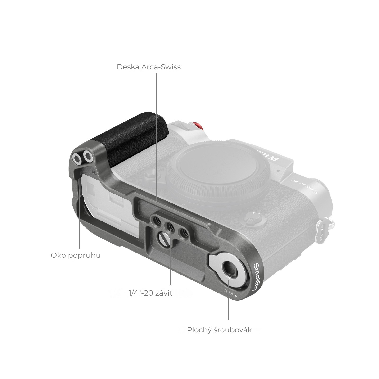 SmallRig L-Shape Mount Plate with Handle for FUJIFILM X-T50 (Silicone/Charcoal Silver) 4712B