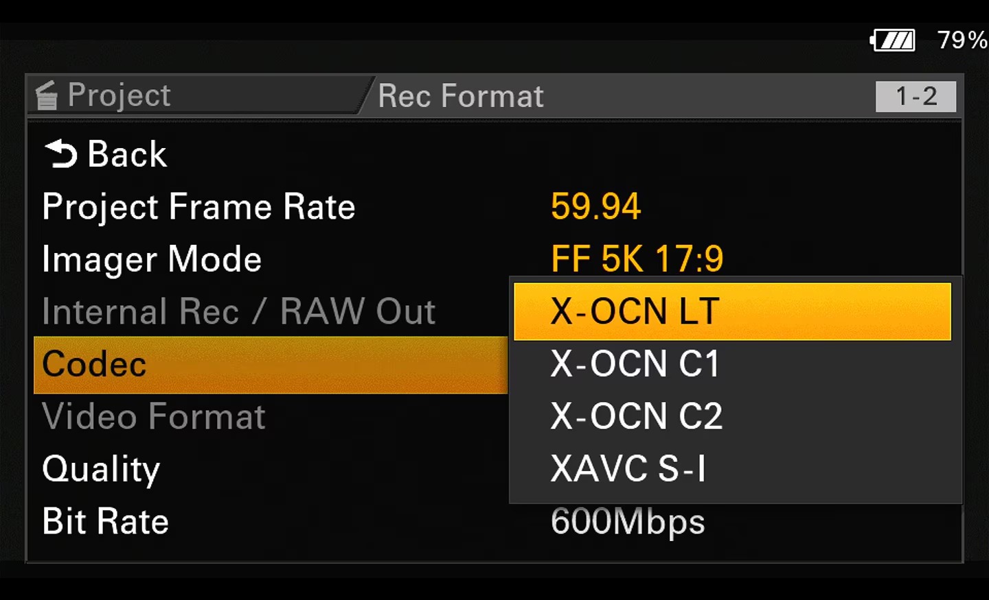 Interní záznam X-OCN v kameře Sony FX5